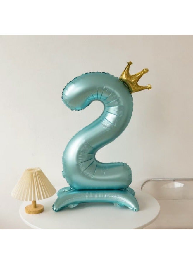 Large No. 2 Balloon With Crown And Base Birthday Decoration Scene Arrangement