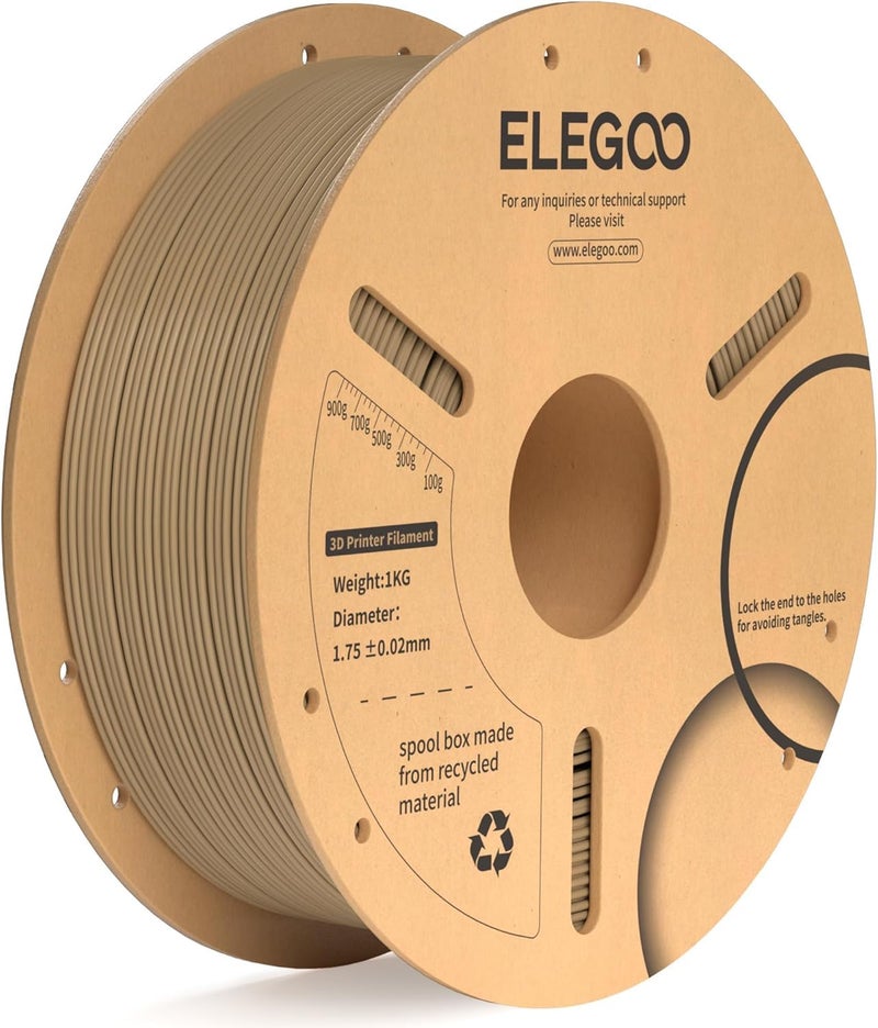 Protomont TECHNOLOGIES خيوط ELEGOO PLA+ 1.75 مم 1 كجم، خيوط طابعة ثلاثية الأبعاد PLA Plus، دقة أبعاد +/- 0.02 مم، قوية وعالية القوة، مناسبة لمعظم طابعات FDM (1 كجم/بكرة، 2.2 رطل) (خشب) - Image 1
