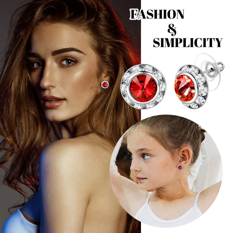 BESTEEL 6 Pairs Hypoallergenic Dance Competition Earrings for Women Acrylic Halo Crystal Rhinestone Stud Earrings Set Multicolor Stage Opera Performance Party 15mm Christmas Stocking Stuffers Gift - Image 3