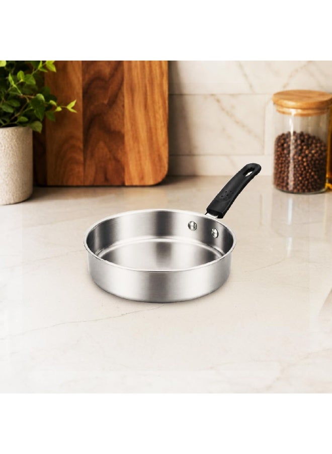 Shri & Sam Everyday Stainless Steel Mini Fry Pan, 13.7 cm | Induction & Gas Compatible | Heat-Resistant Dotted Grip Handle | 430 Grade SS | Tempering, Tadka, Egg & Saute Pan - Image 2