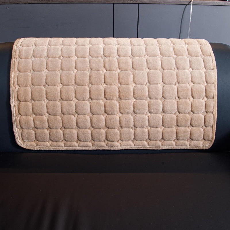 MDSASFD Velvet Couch Cover, Washable Sectional Sofa Cover, Anti Slip Sofa Slipcover for 3 Cushion Couch Sofa L Shaped Armrest Backrest, Furniture Protector Covers for Pets Kids(Khaki, Only 1 PCS) - Image 2