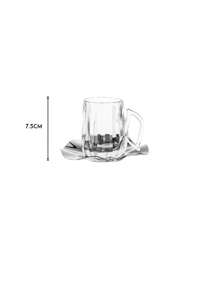 دانيا ☕✨ طقم فناجين شاي وقهوة زجاج فاخر 18 قطعة مع صحون ستانلس ستيل | تصميم عصري أنيق للضيافة والمناسبات 💎🏡 - Image 5