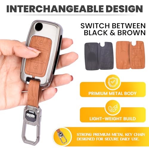 Coll of Fest Car Key Cover Compatible with Polo Vento Jetta Ameo Passat and Skoda Rapid Laura Superb Octavia Fabia Yeti 3-Button Smart Flip Key (Chrome Metal Silicone) - Image 4