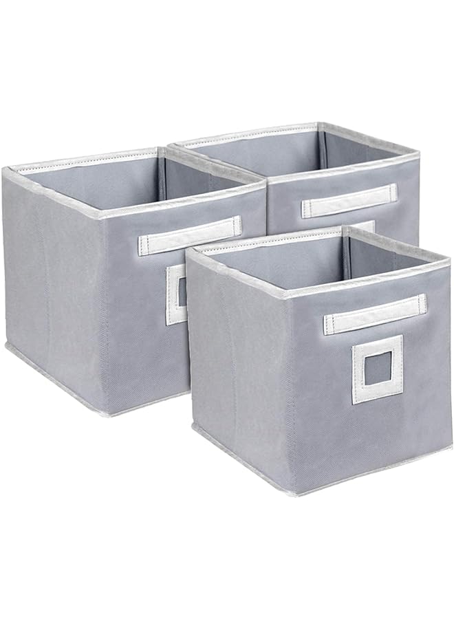 Kuber Industries Industries Non Woven 3 Pieces Fabric Foldable Storage Cube ToyBooksShoes Storage Box With HandleExtra Large (Grey)-Kubmart2123 - Image 1