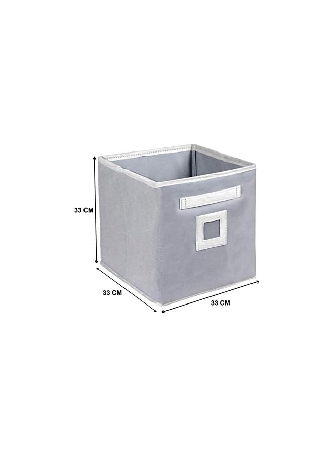 Kuber Industries Industries Non Woven 3 Pieces Fabric Foldable Storage Cube ToyBooksShoes Storage Box With HandleExtra Large (Grey)-Kubmart2123 - Image 4