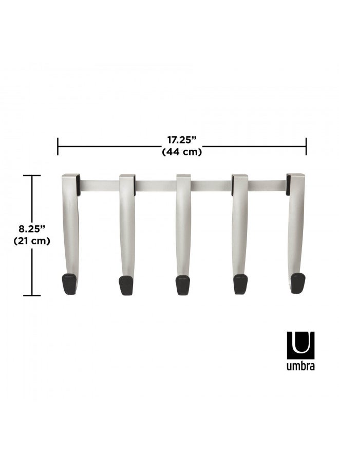 Umbra Schnook Steel Over-the-Door Multi-Hook, 5-Hook, Nickel/Black
