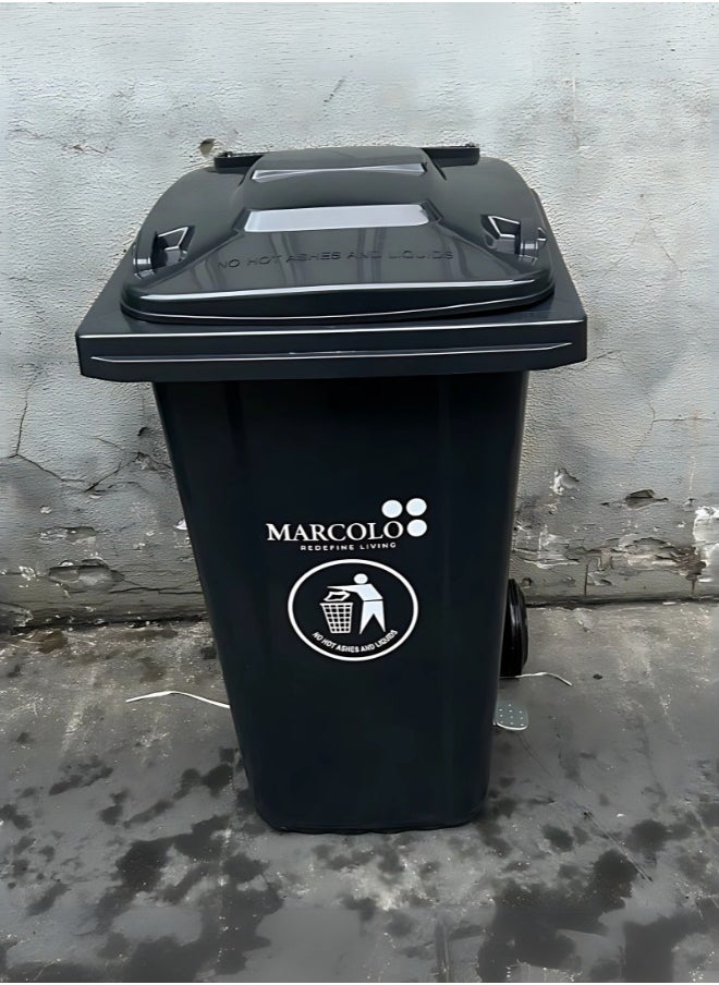 Marcolo 240L Wheelie Bin with Pedal | Durable & Weather-Resistant Waste Bin with Wheels – Easy to Use for Home, Office & Outdoor (Grey)  - Image 4
