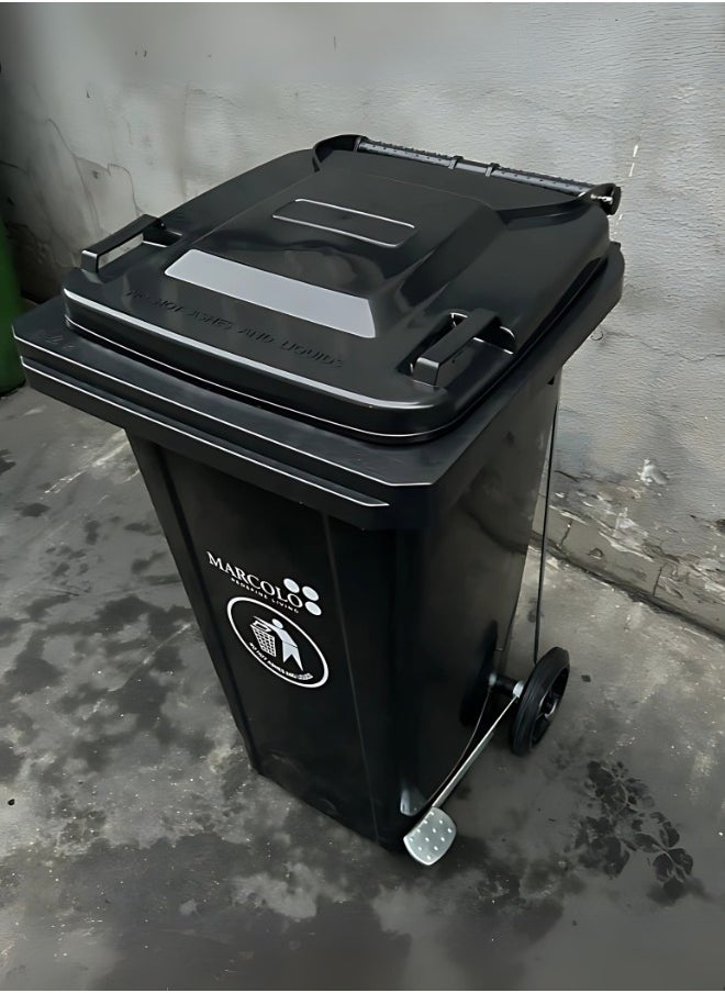 Marcolo 240L Wheelie Bin with Pedal | Durable & Weather-Resistant Waste Bin with Wheels – Easy to Use for Home, Office & Outdoor (Grey)  - Image 1