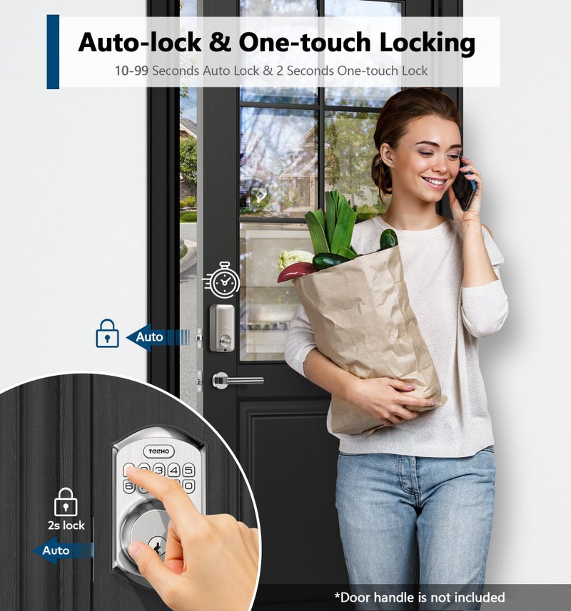 TEEHO TE002 Fingerprint Door Lock - Keyless Entry Door Lock - Electronic Keypad Deadbolt - Smart Locks for Front Door - Auto Lock - Easy Installation - Satin Nickel - Image 4