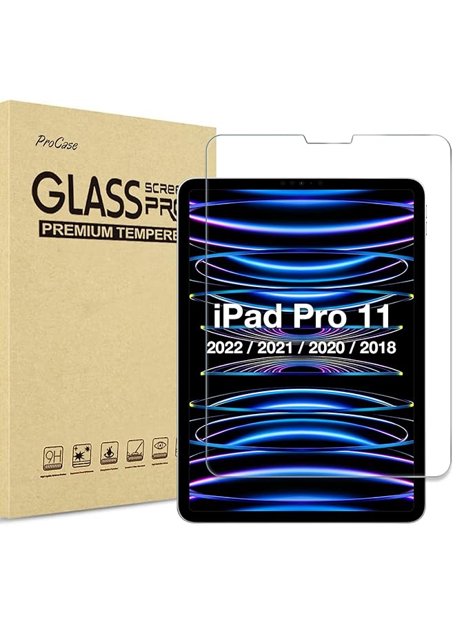 Procases Ipad Pro 11 Screen Protector 2022 2021 2020 2018 Tempered Glass Screen Film Guard Screen Protector For Ipad Pro 11 4Th 2022 3Rd Gen 2021 2Nd Gen 2020 1St Gen 2018 Clear - Image 1