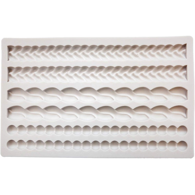 ScivoKaval Silicone Pie Crust Mold Impression Mat Knit Rope Pearl Border Lace Chain Molds Fondant Cake Decoration Mould Chocolate Cookie Sugar Craft Icing Gum Paste Pastry for Kitchen Baking Tools - Image 1