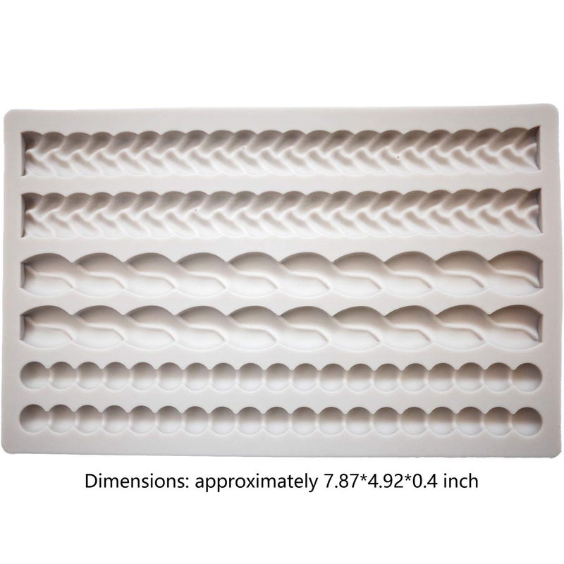 ScivoKaval Silicone Pie Crust Mold Impression Mat Knit Rope Pearl Border Lace Chain Molds Fondant Cake Decoration Mould Chocolate Cookie Sugar Craft Icing Gum Paste Pastry for Kitchen Baking Tools - Image 3