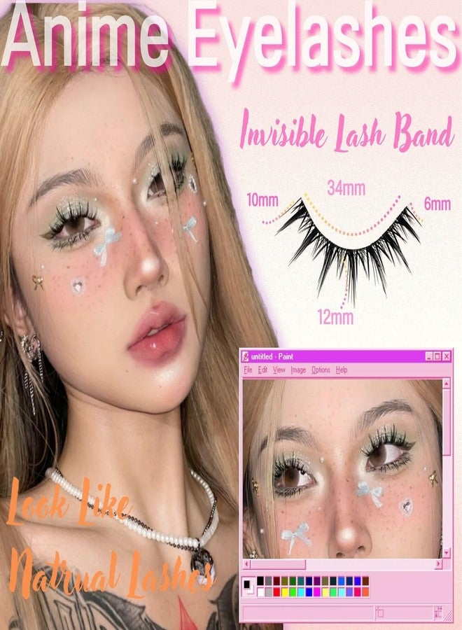 AUGENLI Manga Lashes Wispy Natural Lashes Look Clear Band False Eyelashes Natural Flared Cat eye Eyelashes False Eye Lashes Soft Fluffy Lash 10Pairs (CJX12) - Image 3