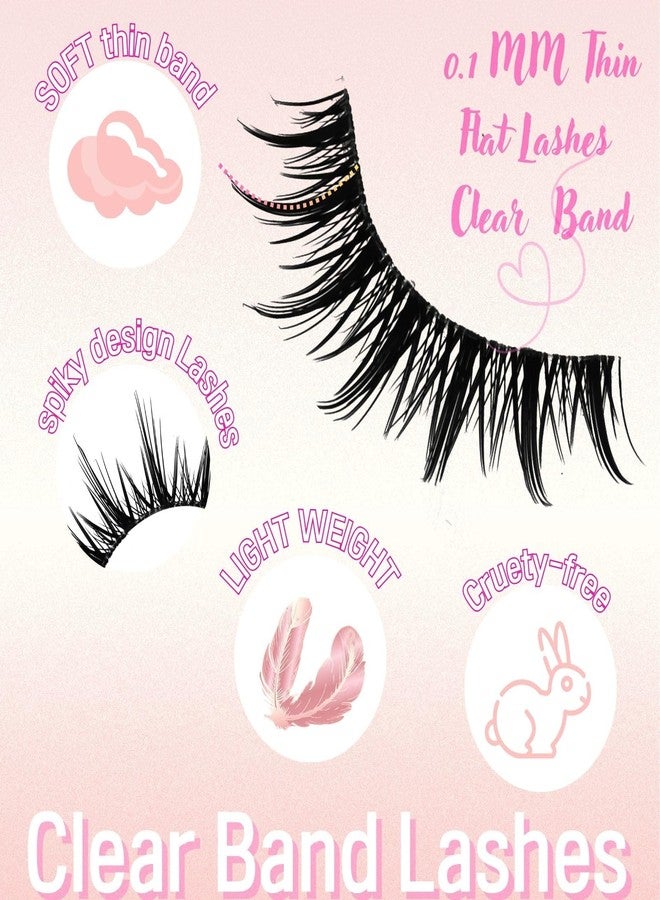 AUGENLI Manga Lashes Wispy Natural Lashes Look Clear Band False Eyelashes Natural Flared Cat eye Eyelashes False Eye Lashes Soft Fluffy Lash 10Pairs (CJX12) - Image 2