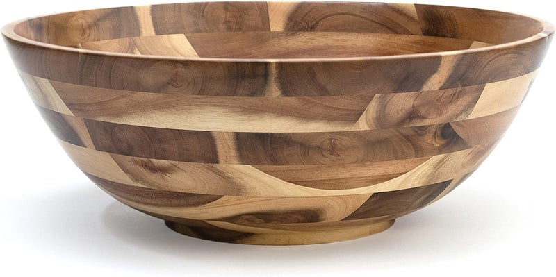 Lipper International Acacia Footed Round Flared Serving Bowl for Fruits or Salads Large 1375 Diameter x 5 Height Single Bowl - Image 1