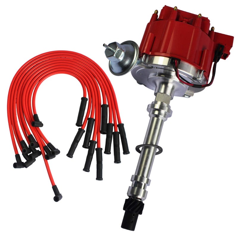 JDMSPEED New HEI Distributor with Spark Plug Wires Ignition Combo Kit Replacement for Chevy SBC 350 BBC 454 Silicone