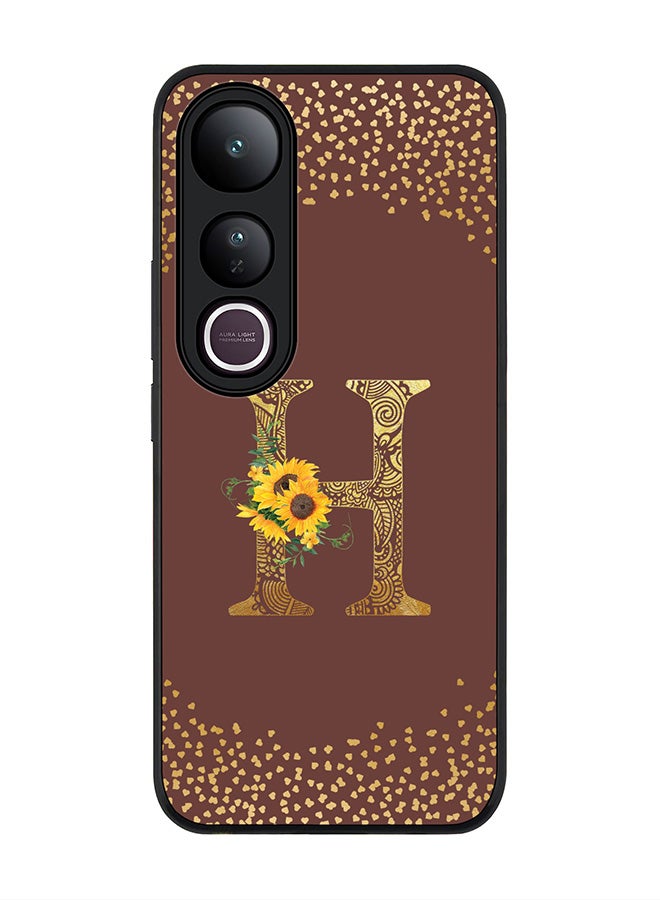 Stylizedd For vivo V50 Lite Case,Slim fit Camera Protection, Shockproof Thin Phone cover  - Custom Floral Monogram - H  (Brown )