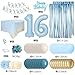 KISPATTI Sweet 16 Party Decorations Light Blue 16th Birthday Decorations for Girls Boy 16th Happy Birthday Banner Tablecloth Fringe Curtain Cake Topper Paper Pom Poms for Girl Boys Sweet 16 Birthday Decor - Image 4