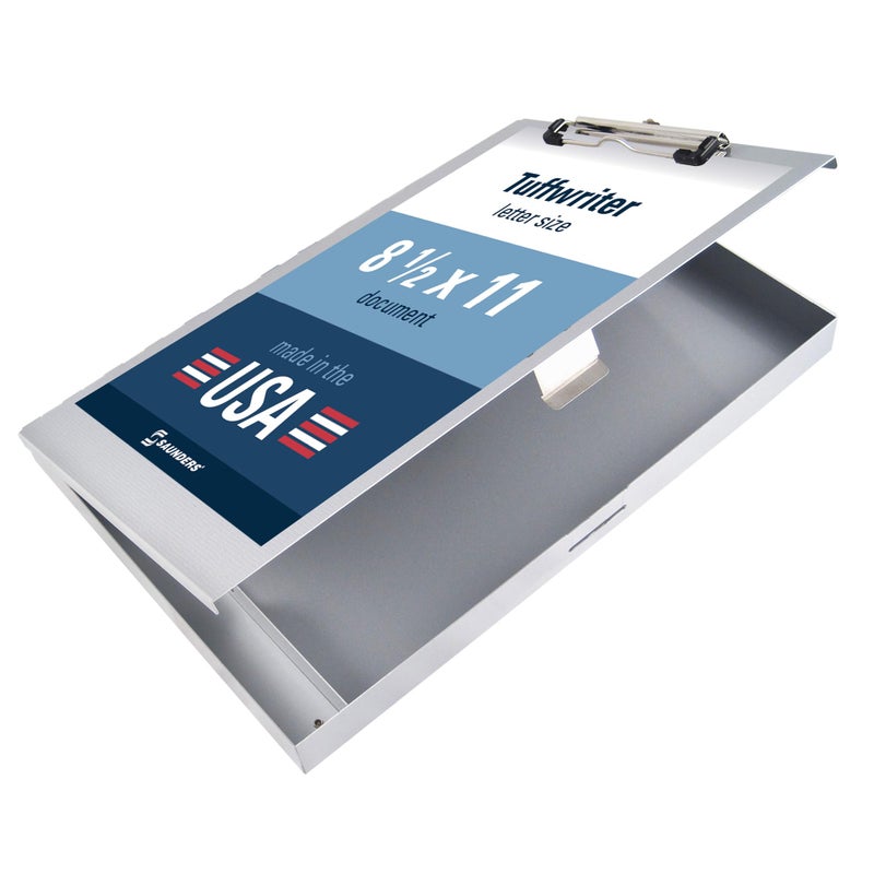 Saunders Tuffwriter Recycled Aluminum Storage Clipboard 05 Clip Capacity Holds 85 x 11 Sheets Silver