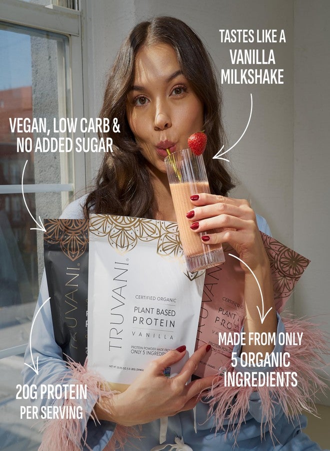Truvani Vegan Pea Protein Powder | Vanilla | 20g Organic Plant Based Protein | Single Serving Travel Packets | 10 Servings | Keto | Gluten & Dairy Free | Low Carb | No Added Sugar - Image 3