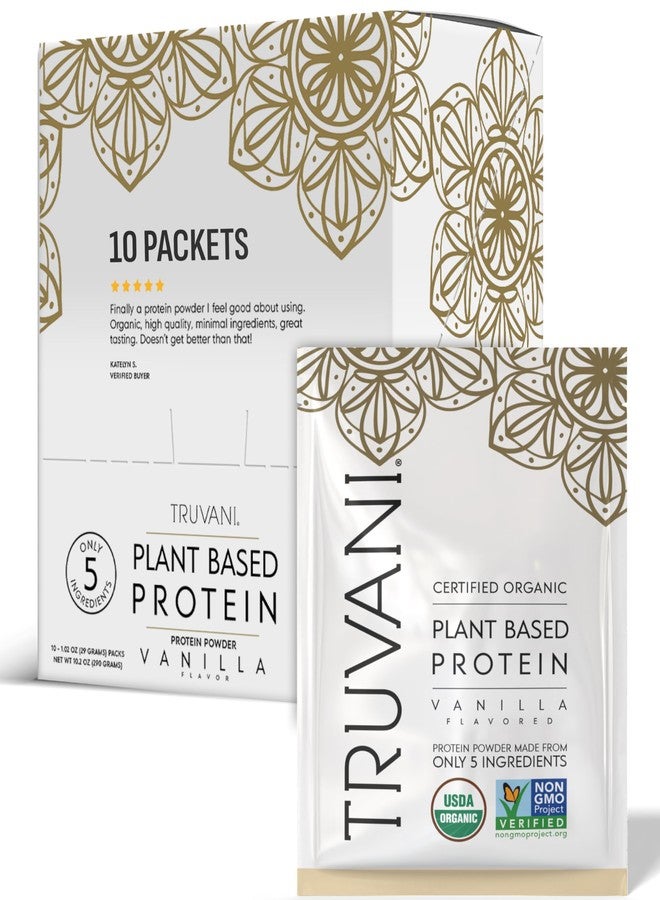 Truvani Vegan Pea Protein Powder | Vanilla | 20g Organic Plant Based Protein | Single Serving Travel Packets | 10 Servings | Keto | Gluten & Dairy Free | Low Carb | No Added Sugar - Image 1