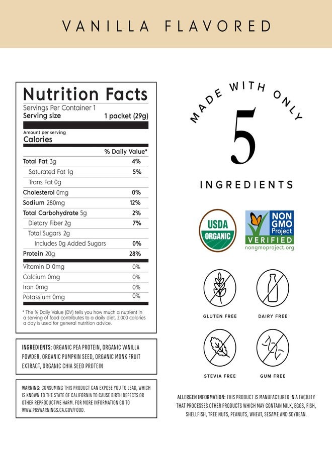 Truvani Vegan Pea Protein Powder | Vanilla | 20g Organic Plant Based Protein | Single Serving Travel Packets | 10 Servings | Keto | Gluten & Dairy Free | Low Carb | No Added Sugar - Image 2