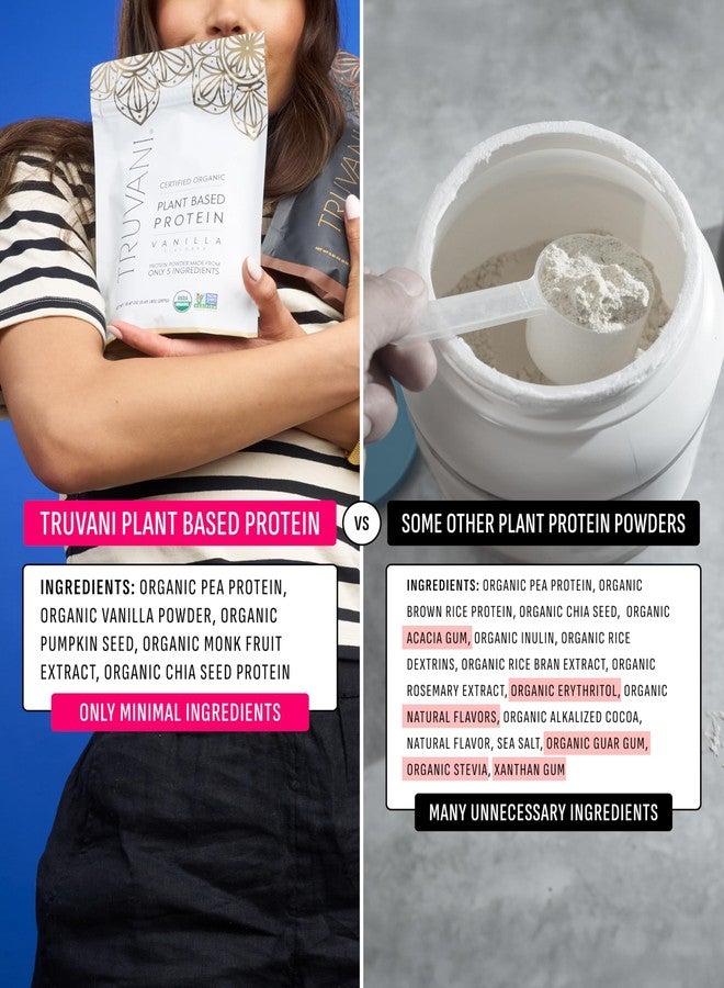 Truvani Vegan Pea Protein Powder | Vanilla | 20g Organic Plant Based Protein | Single Serving Travel Packets | 10 Servings | Keto | Gluten & Dairy Free | Low Carb | No Added Sugar - Image 5