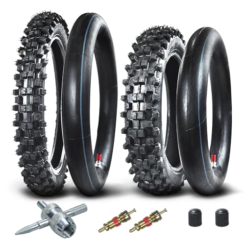 HOLATO Rear 90/100-14 3.00-14 Front 70/100-17 2.75-17 Tire and Inner Tube for 110cc 125cc KLX125 KLX140 KX85 TTR125 RM80 TaoTao DB17 Apollo RFZX18 Coolster Dirt Pit Bike Off Road Motocross Heavy Duty - Image 1