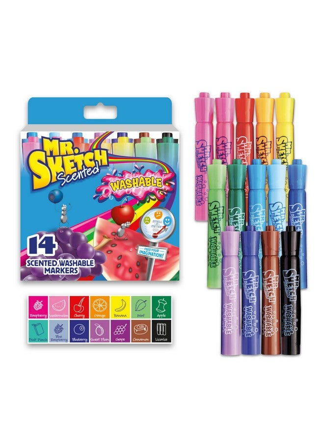 مستر.سكيتش أقلام تحديد معطرة من Mr. Sketch®، رأس مشطوف، متنوعة، عبوة من 14 قطعة - Image 1