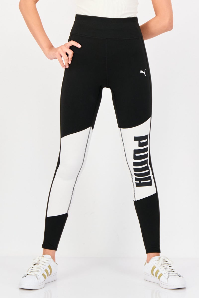 PUMA سراويل تدريب رياضية للنساء بشعار العلامة التجارية، سوداء - Image 1