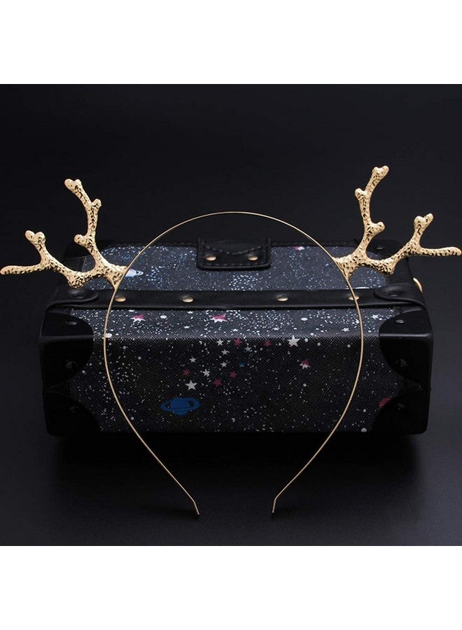 YAXAMING Reindeer Antler Headband Christmas Deer Antler Hairband Fawn Horn Hair Bands Women Girls Hair Hoop Headdress Headwear Headpiece Party Decoration Cosplay Costume Cute Handmade Hair Accessories Golden - Image 5