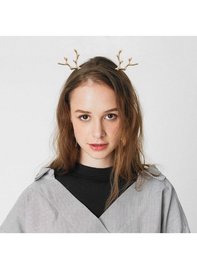 YAXAMING Reindeer Antler Headband Christmas Deer Antler Hairband Fawn Horn Hair Bands Women Girls Hair Hoop Headdress Headwear Headpiece Party Decoration Cosplay Costume Cute Handmade Hair Accessories Golden - Image 3