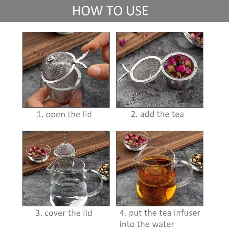 Giffy® Stainless Steel Teapot Tea Infuser Filter Basket for Green Tea Loose Leaf Tea Bags with Chain and Hook Rust-Free | Locking Infuser Basket | 1 Pcs (1) - Image 4