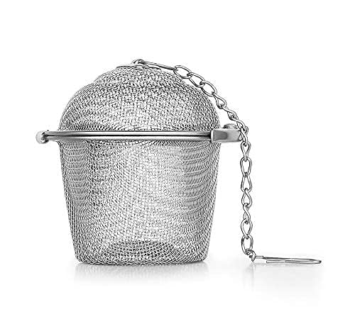Giffy® Stainless Steel Teapot Tea Infuser Filter Basket for Green Tea Loose Leaf Tea Bags with Chain and Hook Rust-Free | Locking Infuser Basket | 1 Pcs (1) - Image 1