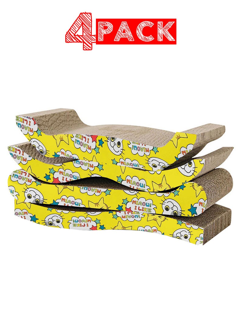 MARGOUN 4 Pack Cat Scratcher Cardboard Cat Scratch Pad with Premium Scratch Textures Design Durable Cat Scratching Pad Reversible - Image 1