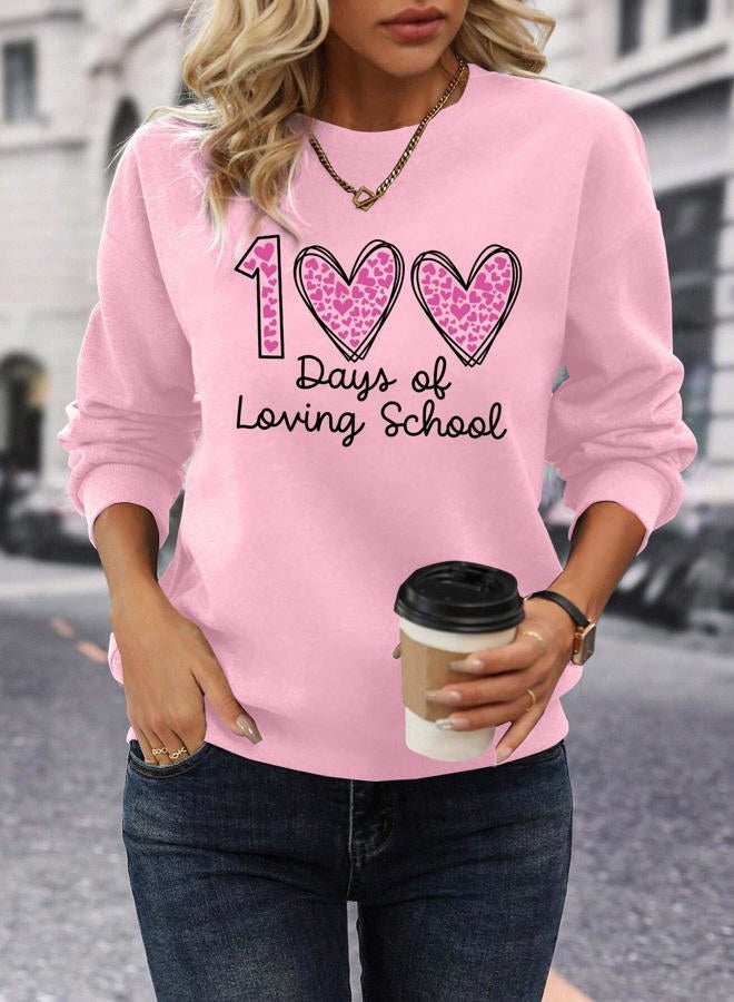 PICKID 100 Days of School Sweatshirt - Pink - Women's - XL - Soft - Crew Neck - Long Sleeve - 100th Day of School Celebration Gift - Teacher & Student Apparel - Image 2