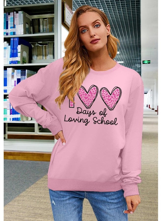 PICKID 100 Days of School Sweatshirt - Pink - Women's - XL - Soft - Crew Neck - Long Sleeve - 100th Day of School Celebration Gift - Teacher & Student Apparel - Image 3