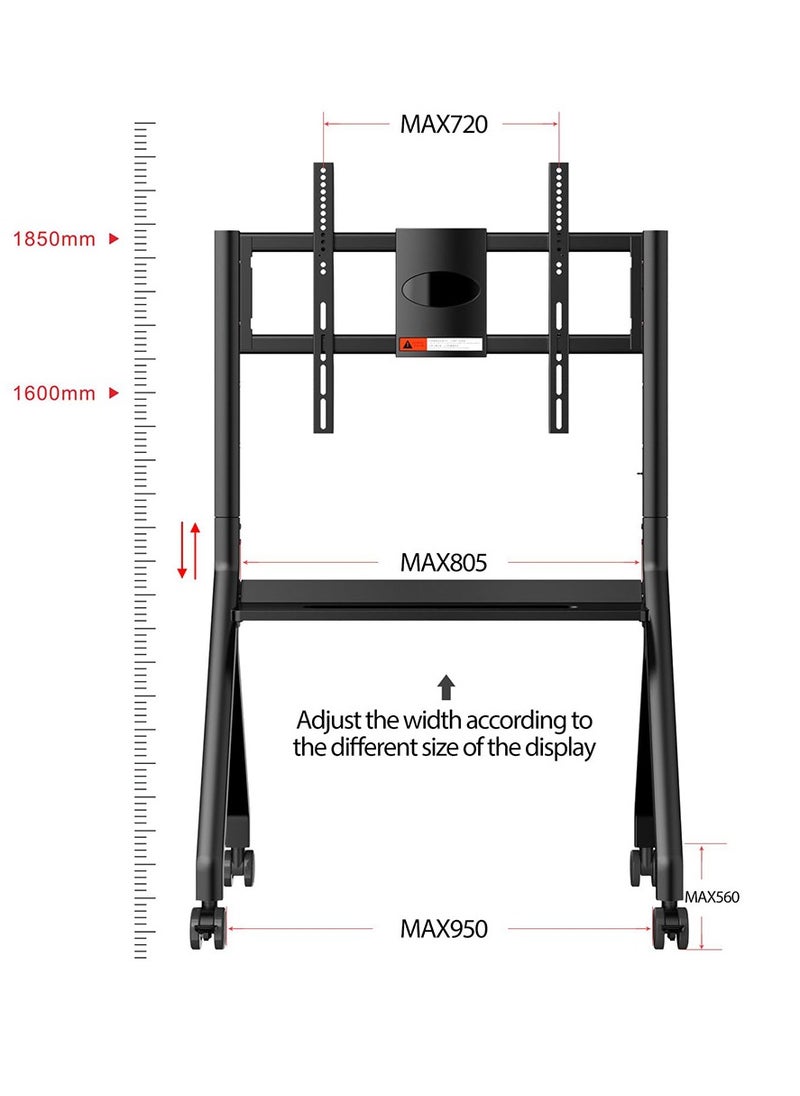 FlashHawk Mobile TV Stand with Wheels for 42-75 Inch Screen TVs or Interactive Whiteboard, Floor TV Cart for Home School Office White  - Image 5