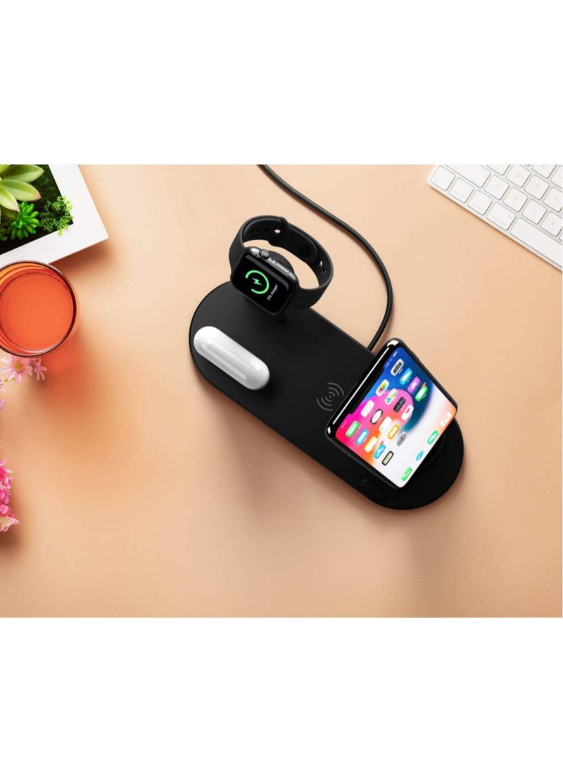 6-in-1 Wireless Charger, Fast Wireless Charging Station with 360° Rotatable Charger Dock for Apple Watch/AirPods/Pencil, iPhone Series/Micro/Type C Phones and Galaxy Series (Black) - Image 4