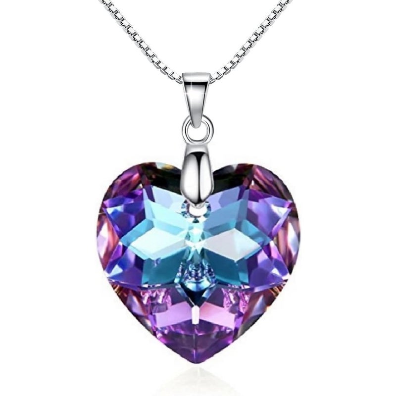 Crystalline Azuria Pendant Necklace Purple Heart With Crystals Sterling Silver Women's Jewelry 18 inches for Women - Image 1