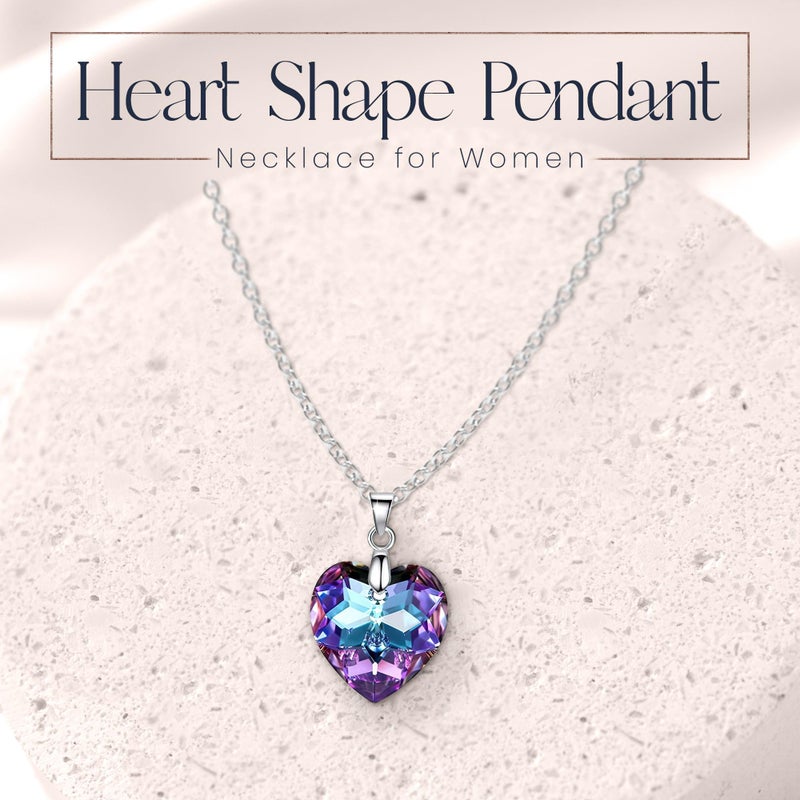 Crystalline Azuria Pendant Necklace Purple Heart With Crystals Sterling Silver Women's Jewelry 18 inches for Women - Image 2
