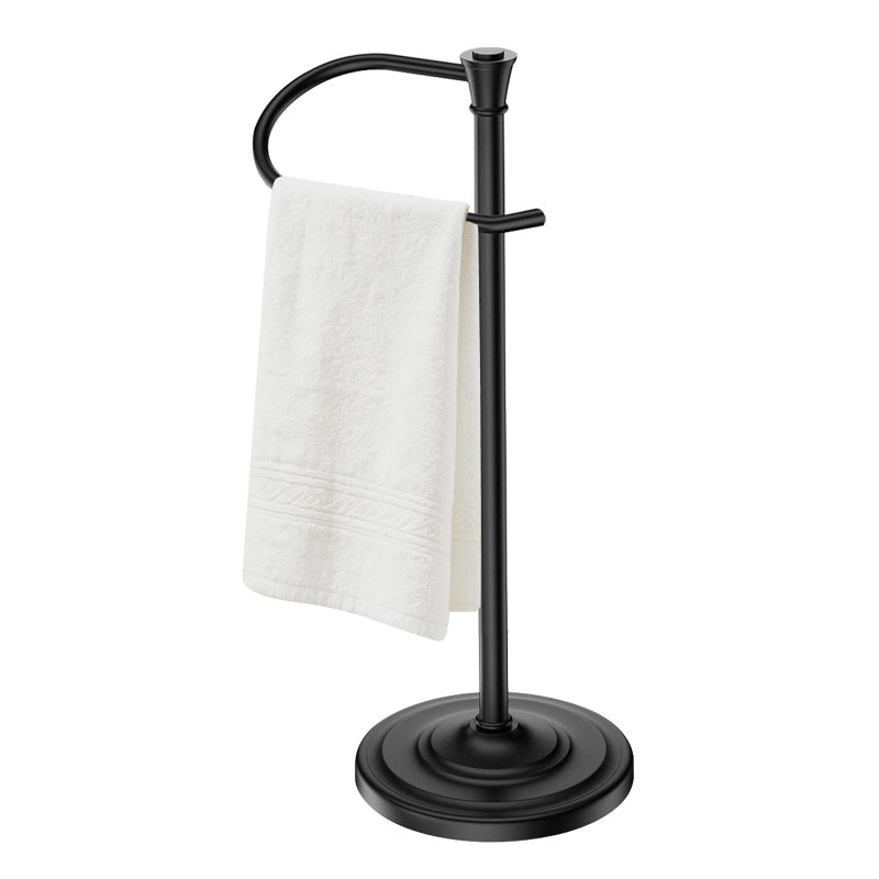 UNCONSIL Black Bath Hand Towel Holder Stand,Stainless Steel 16 Inch Free Standing Towel Rack,Heavy Weight Towel Bar for Bathroom Vanity Countertop &Kitchen - Image 1