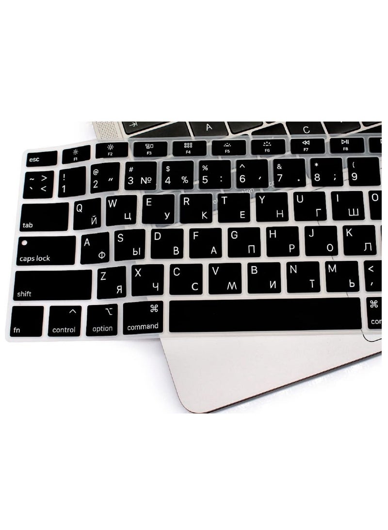 AMM Russian/English Silicone Keyboard Cover Skin for MacBook New Air 13-inch (A1932,2018,2019 Release) - US Version, Retina Display & Touch ID Compatible, Black - Image 5