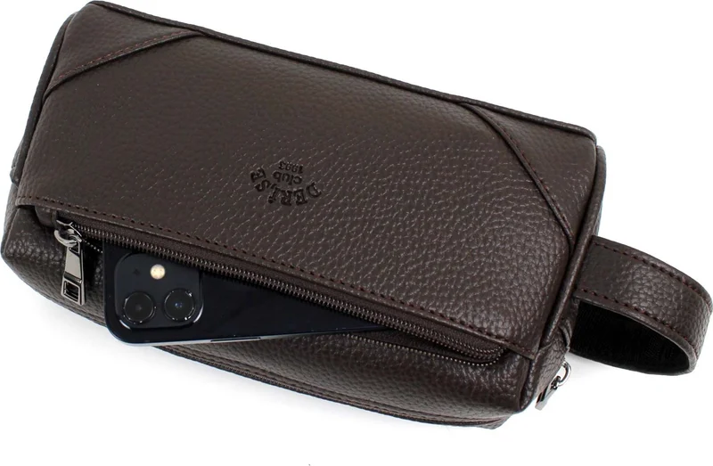ديرسي كلوب Men's Brown Handbag, Cosmetics, Shaving Bag, Travel, Clutch Bag, Men's Handbag