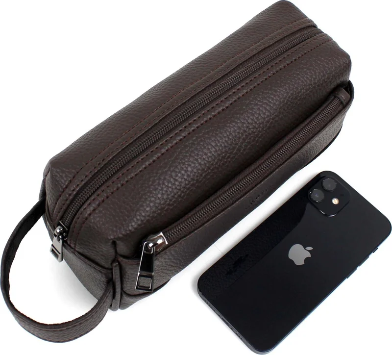 ديرسي كلوب Men's Brown Handbag, Cosmetics, Shaving Bag, Travel, Clutch Bag, Men's Handbag