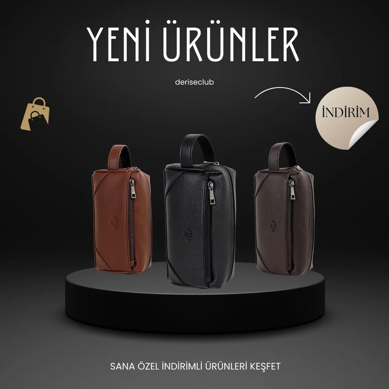 ديرسي كلوب Men's Brown Handbag, Cosmetics, Shaving Bag, Travel, Clutch Bag, Men's Handbag