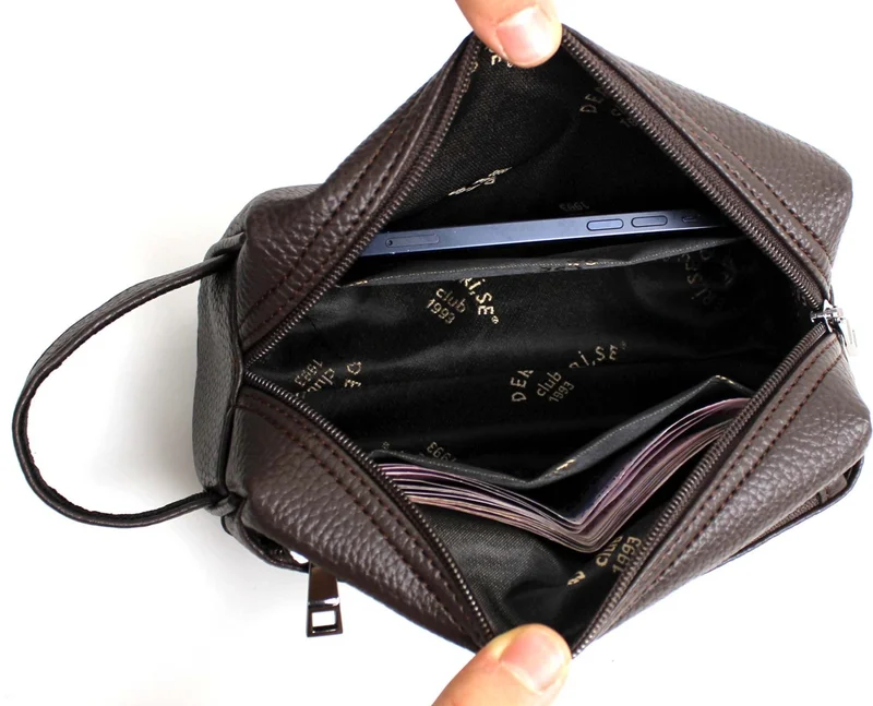 ديرسي كلوب Men's Brown Handbag, Cosmetics, Shaving Bag, Travel, Clutch Bag, Men's Handbag