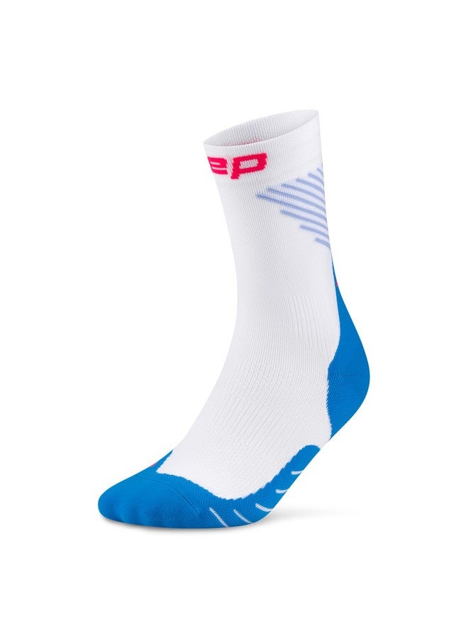 CEP Core Run Vertical Mid Cut Socks, White/Blue/Pink, Unisex, LG - Image 1