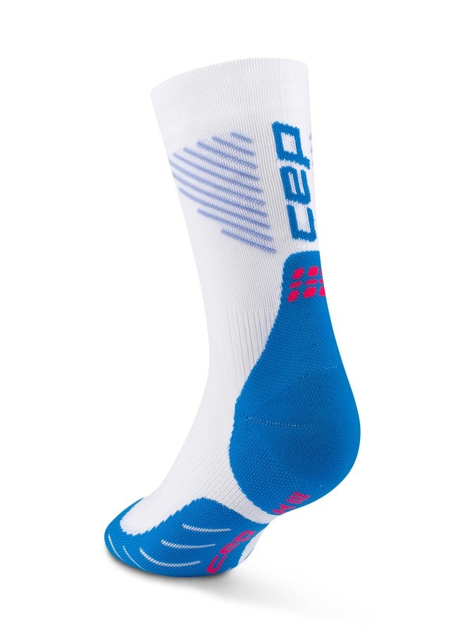 CEP Core Run Vertical Mid Cut Socks, White/Blue/Pink, Unisex, LG - Image 2
