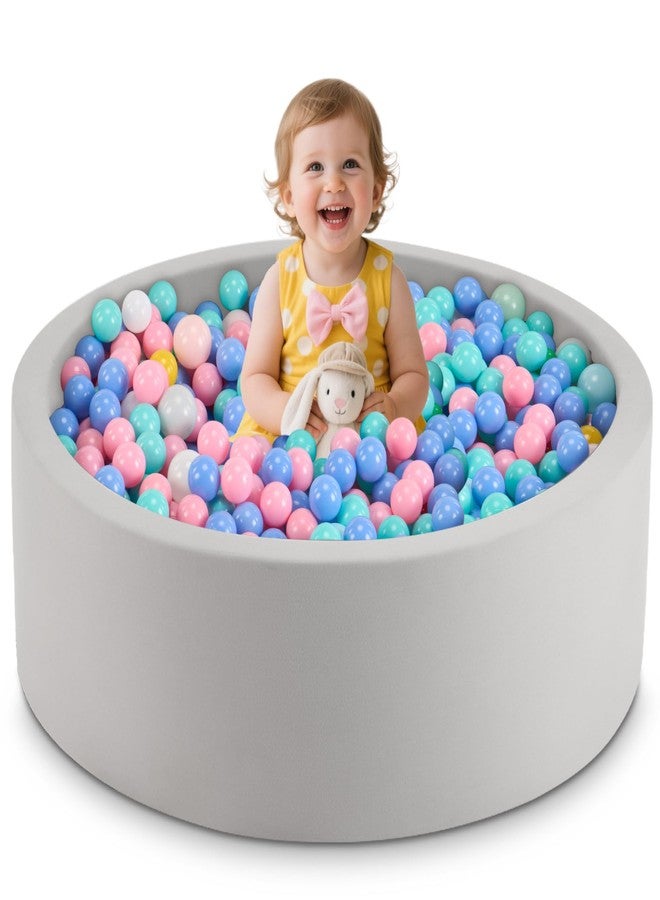 Aunekiv 35.4" x 11.8" Foam Ball Pit for Toddlers, Baby Round Balls Pool for Babies 1-3, Kids Play Ball Pits for Boys and Girls, Balls Not Included, Grey - Image 1